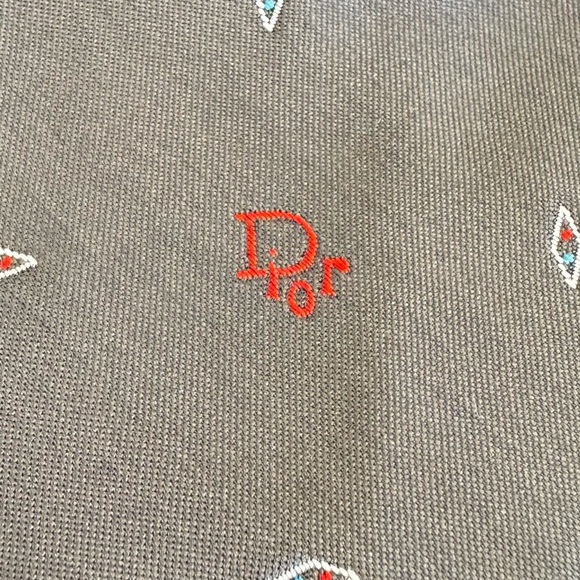 Christian DIOR Neck Tie Striped Gray Diamonds - Picture 3 of 15